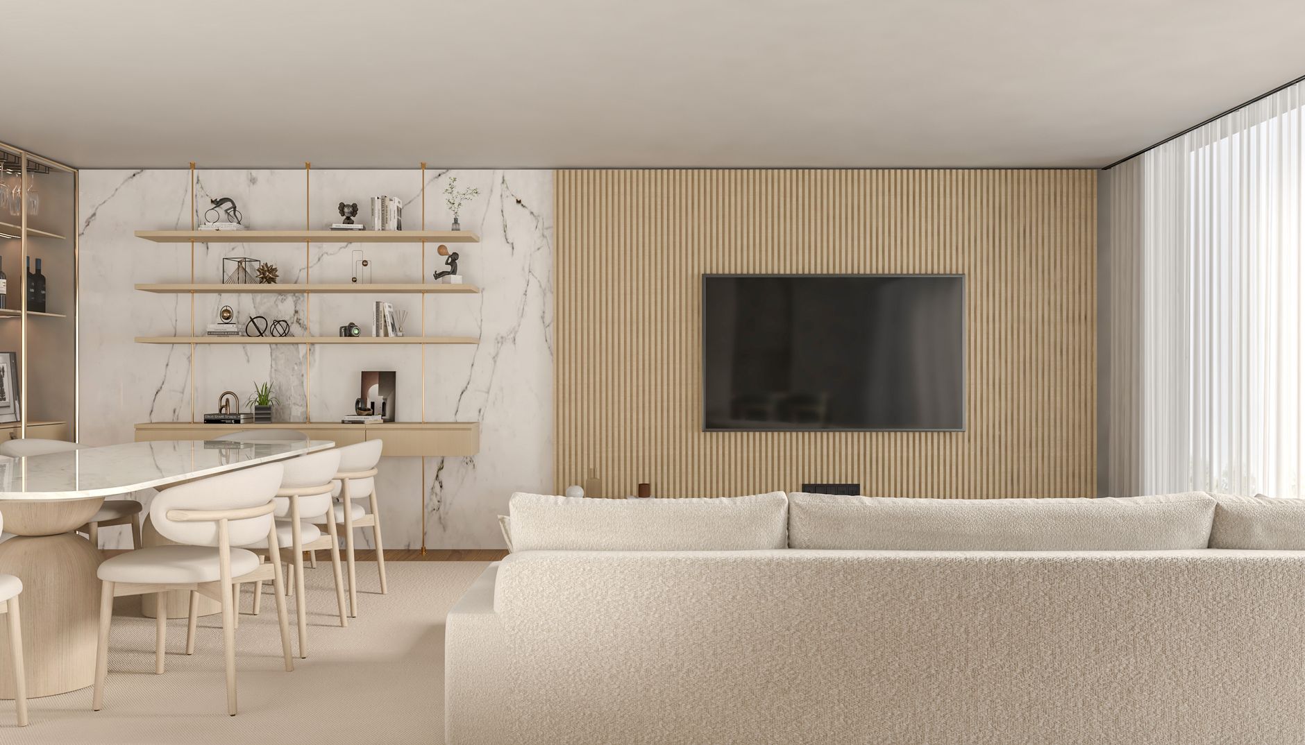 Sala-comedor, Departamento Polanco 82 m²